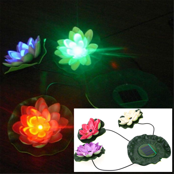 China Solar Power LED Floating Lotus Light Night Pond Garden Fountain Pool Flower Lamp HT5382 China factory supplier manufacturer