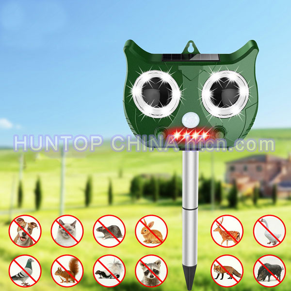 China Solar Powered Ultrasonic Outdoor Animal Repeller with PIR HT5313 China factory supplier manufacturer