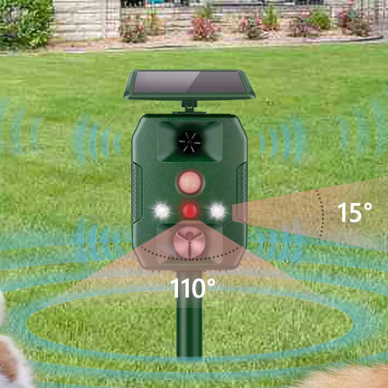 China Solar Powered Outdoor Ultrasonic Animal Repellent with PIR HT5316 China factory manufacturer supplier