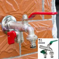 China Snap On Hose Connector Dual Valve Water Tap Brass Faucet Adaptor Garden Tool HT1280 China factory manufacturer supplier