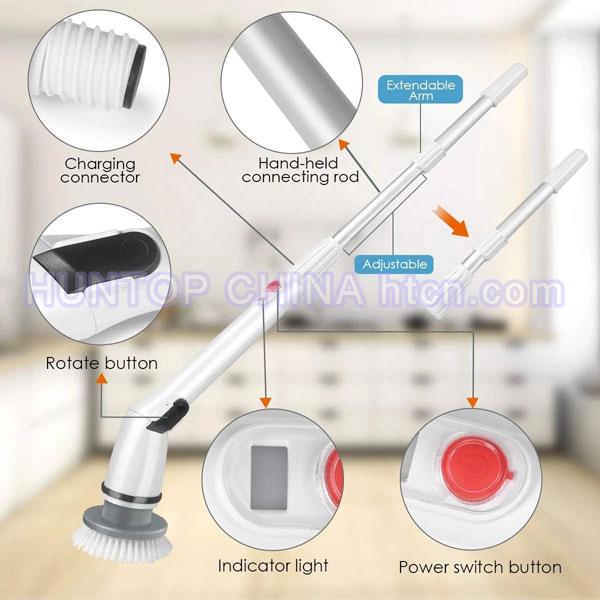 China Telescopic Electric Spin Scrubber Cleaning Brush HT5562 China factory supplier manufacturer